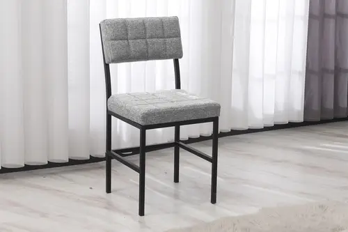 Nova Keten Mutfak Sandalyesi, Siyah Ayaklı, Gri
