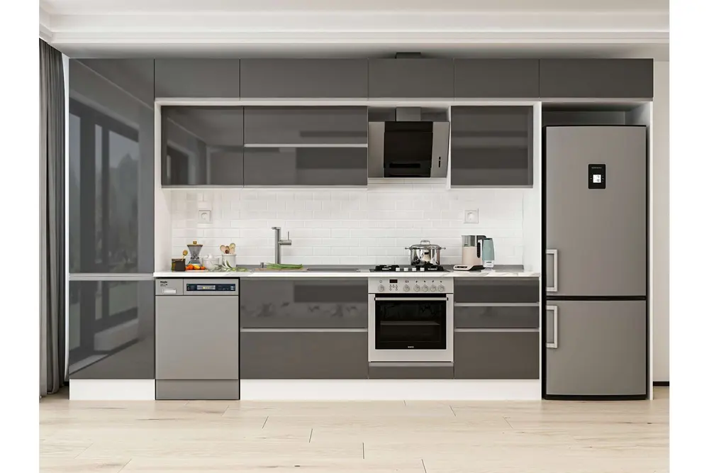 Alvinka 410X240 Cm Mutfak Dolabı, Mbb E90B60S60 2 Antrasit Suntalam