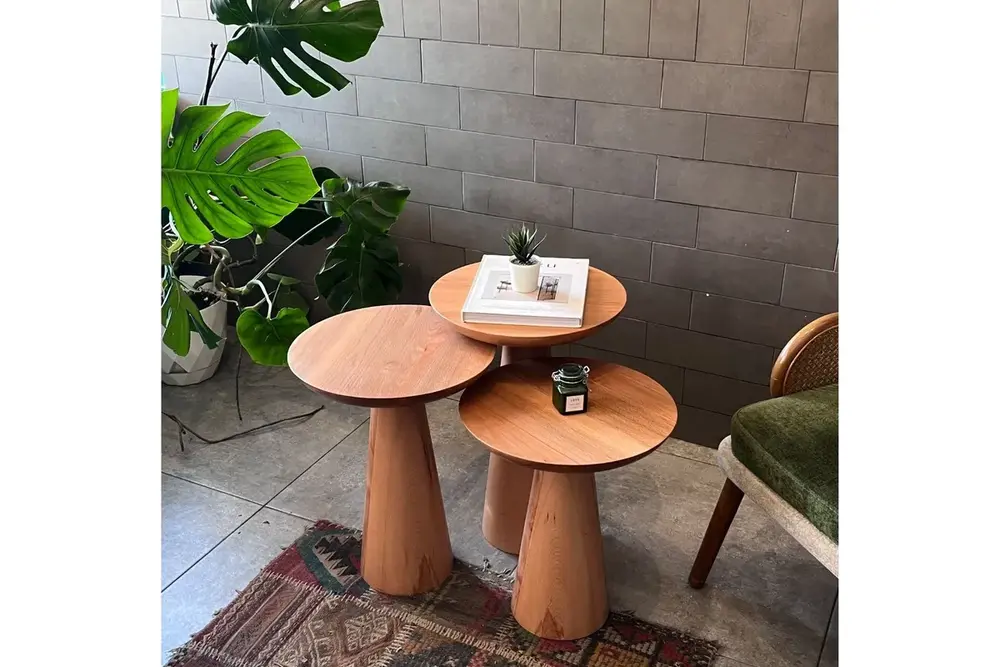 Zigon Mantar Sehpa Mushroom, Üçlü, Kayın