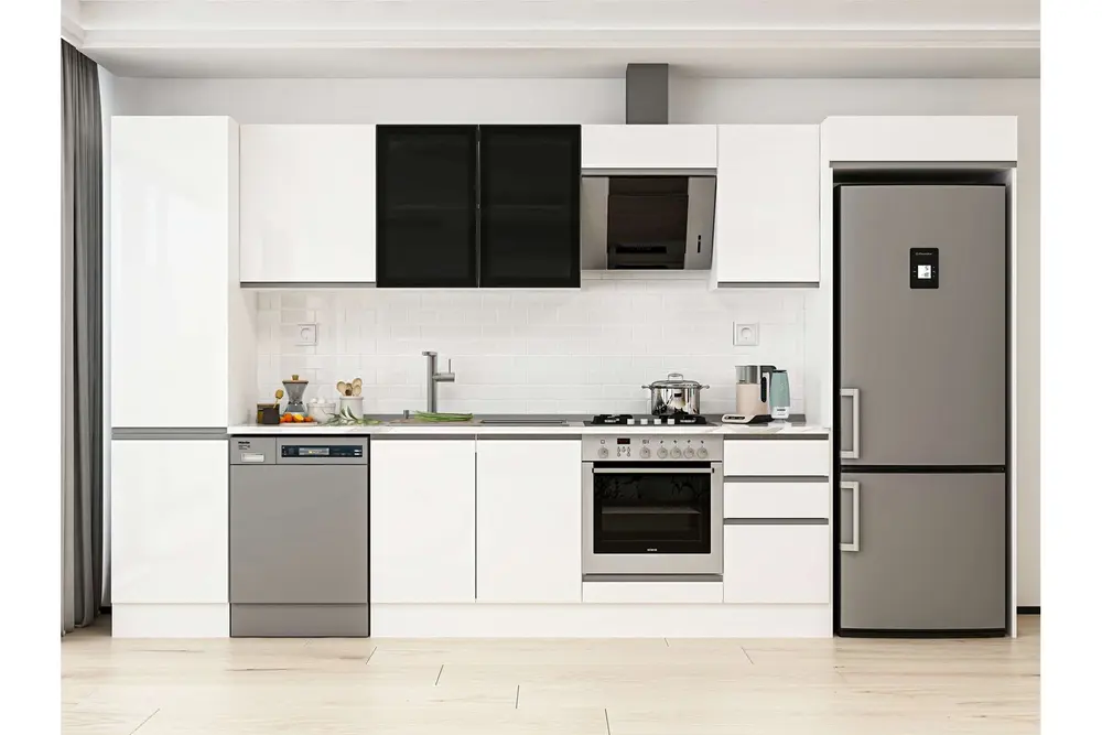Alvinka 375X222 Cm Mutfak Dolabı, Mbb E80B50S45 3 Beyaz Suntalam