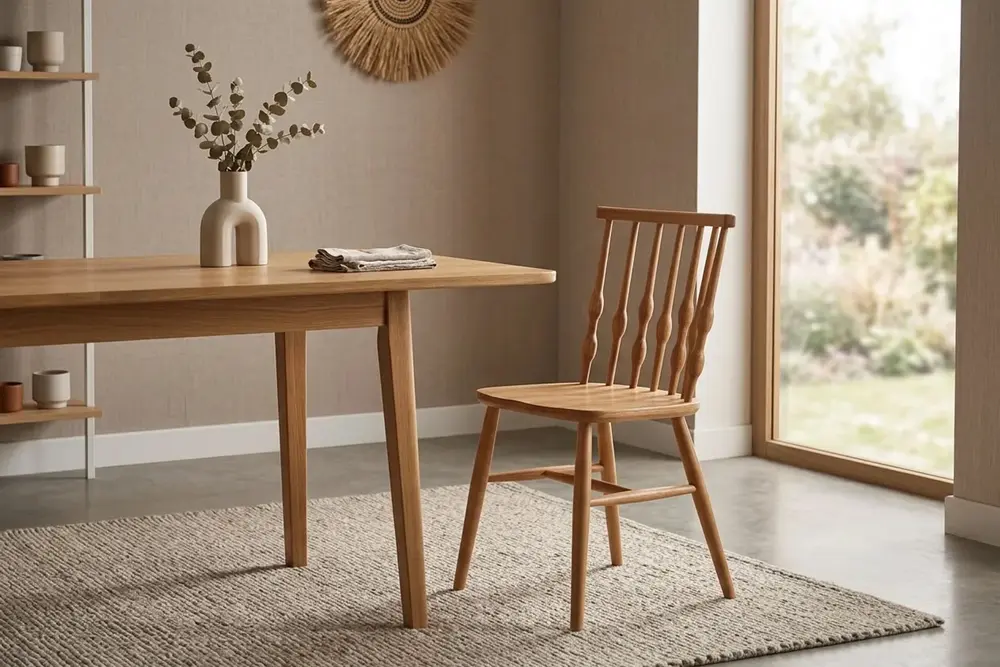 Boncuk Sandalye, Naturel Ahşap