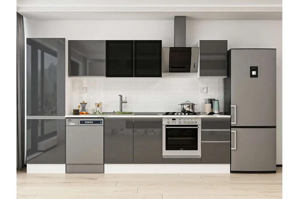 Alvinka 305X210 Cm Mutfak Dolabı, Mb E80B60S45 3 Antrasit Suntalam