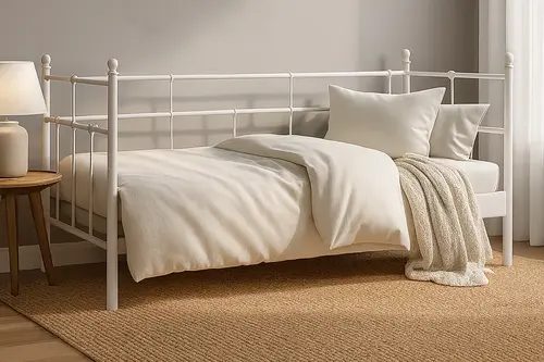Lalas Daybed Metal Karyola, Beyaz, 90X200