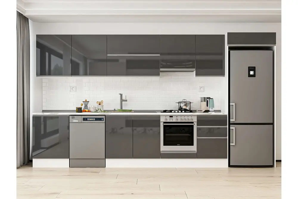 Alvinka 400X222 Cm Mutfak Dolabı, Mb E90S60S50 1 Antrasit Suntalam