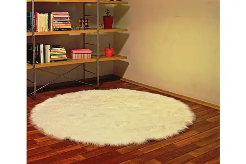 Akrilik Kuzu Post Halı Yuvarlak Krem 100X100