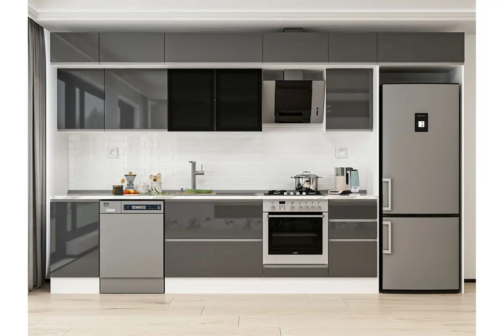 Alvinka 370X240 Cm Mutfak Dolabı, Mb E80S45S45 3 Antrasit Suntalam