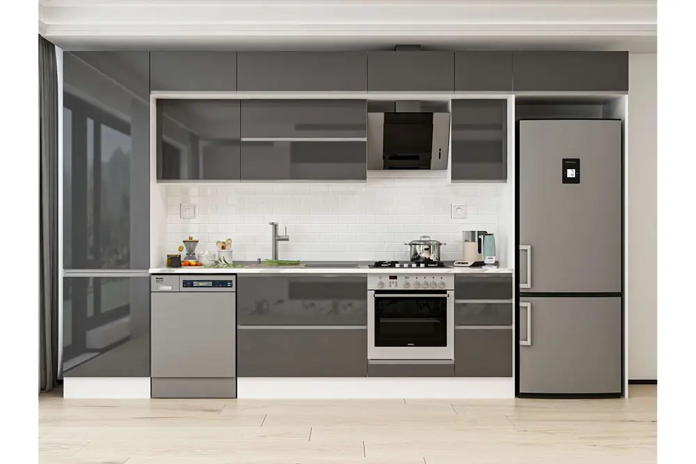 Alvinka 390X240 Cm Mutfak Dolabı, Mbb E90B60S40 2 Antrasit Suntalam