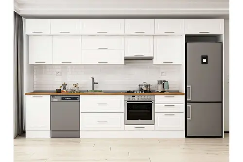 Alvinka 390X240 Cm Klasik Mebran Mutfak Dolabı, Mb E80S50S60 1 Mebran Beyaz Suntalam