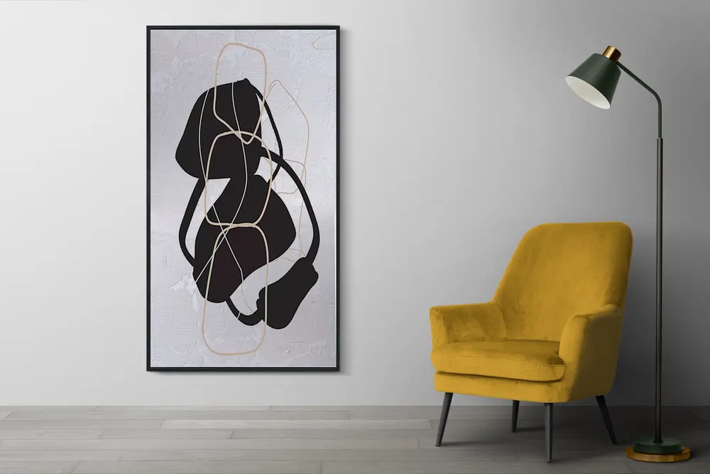 Ahşap Traverten Kaplanmış Dokulu Buben Tablo, 67X123