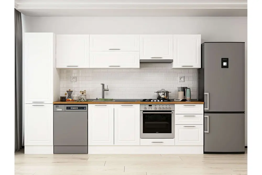 Alvinka 310X210 Cm Klasik Mebran Mutfak Dolabı, Mb E90B50S50 1 Mebran Beyaz Suntalam