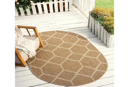 Dia Antibakteriyel Oval Jüt Halı, Beyaz 669 160X230 Cm