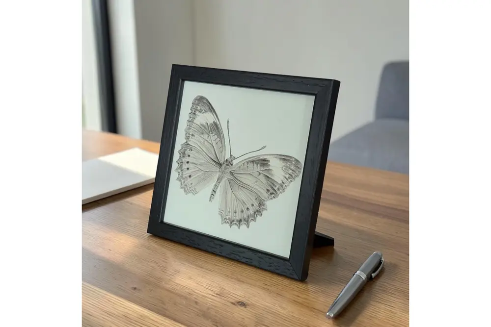 Kelebek Karakalem Fine Art Baskı
