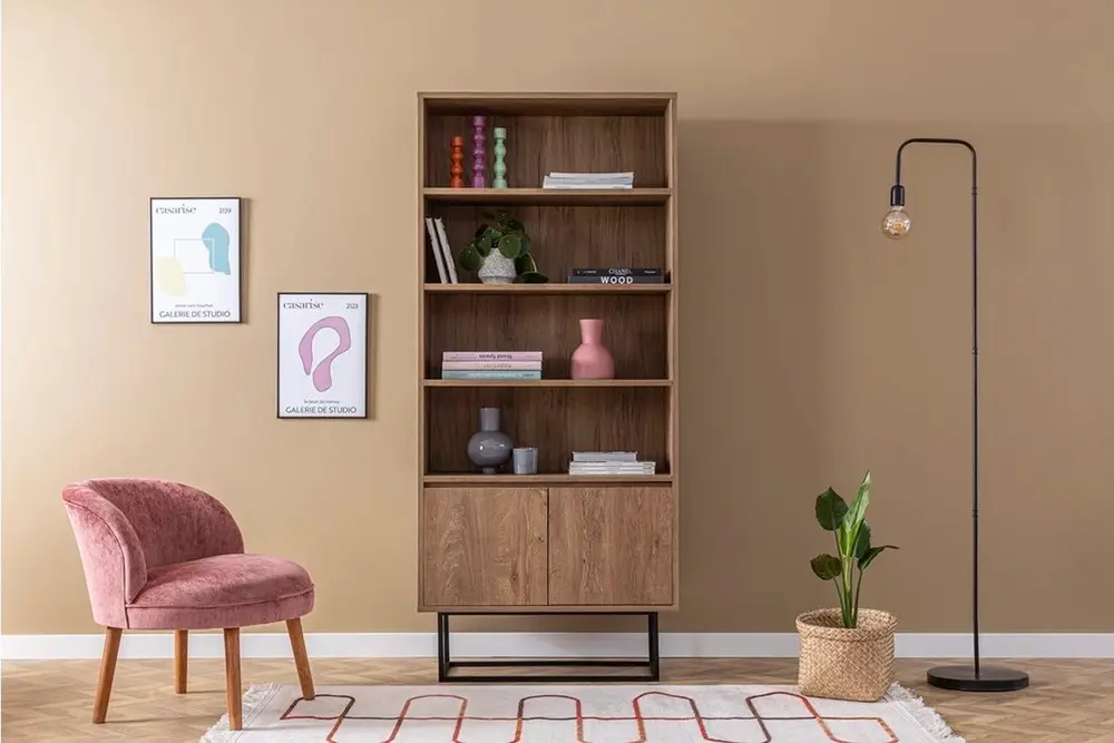 Laxus Rea Dolaplı Kitaplık, Ceviz, 80 Cm