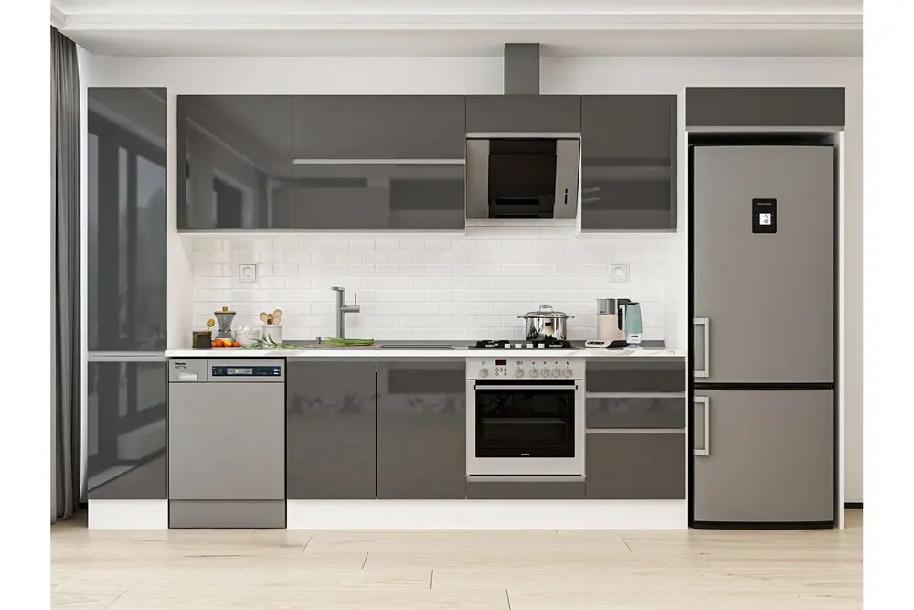 Alvinka 380X222 Cm Mutfak Dolabı, Mbb E90B40S50 2 Antrasit Suntalam