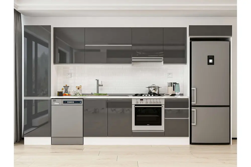 Alvinka 385X222 Cm Mutfak Dolabı, Mbb E90B50S45 1 Antrasit Suntalam