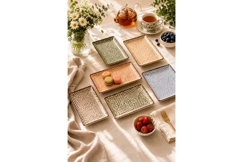 Porland Ortanca 6 Parça Servis Meze Tabağı 13X18Cm Porselen
