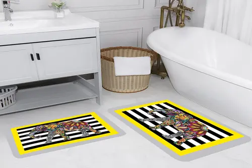 Rovigo Home Dijital Baskılı İkili Banyo Paspas Takımı Rvg5143