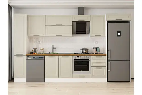 Alvinka 370X222 Cm Klasik Mebran Mutfak Dolabı, Mbb E80B40S50 2 Mebran Kumtaşı Suntalam