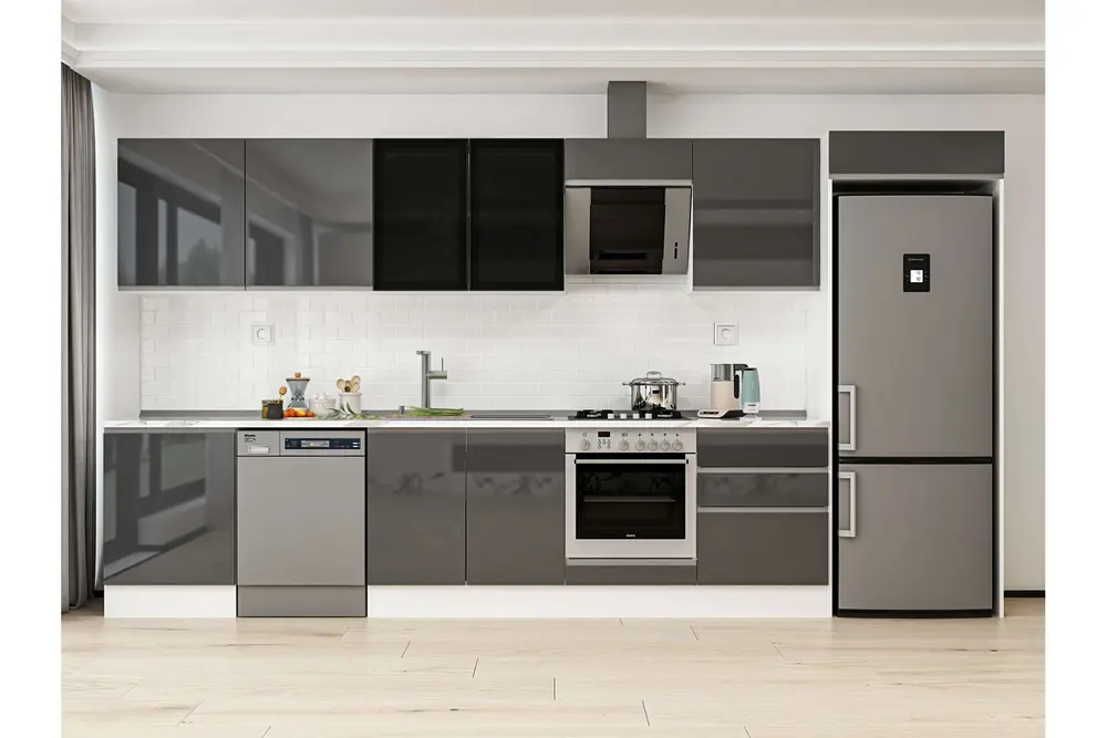 Alvinka 410X222 Cm Mutfak Dolabı, Mb E90S60S60 3 Antrasit Suntalam