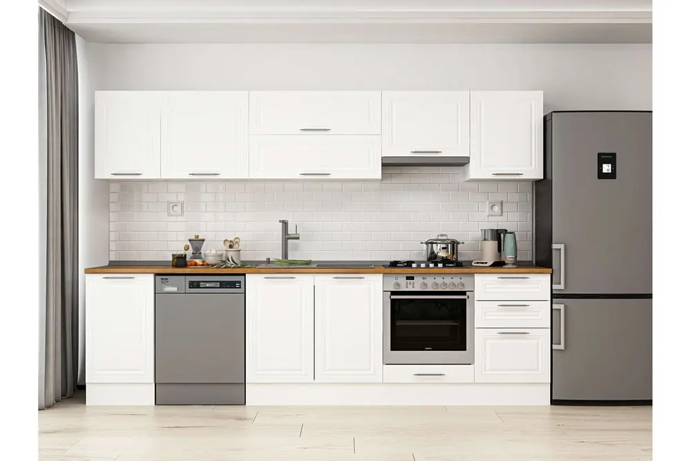 Alvinka 295X210 Cm Klasik Mebran Mutfak Dolabı, M E80S45S50 1 Mebran Beyaz Suntalam