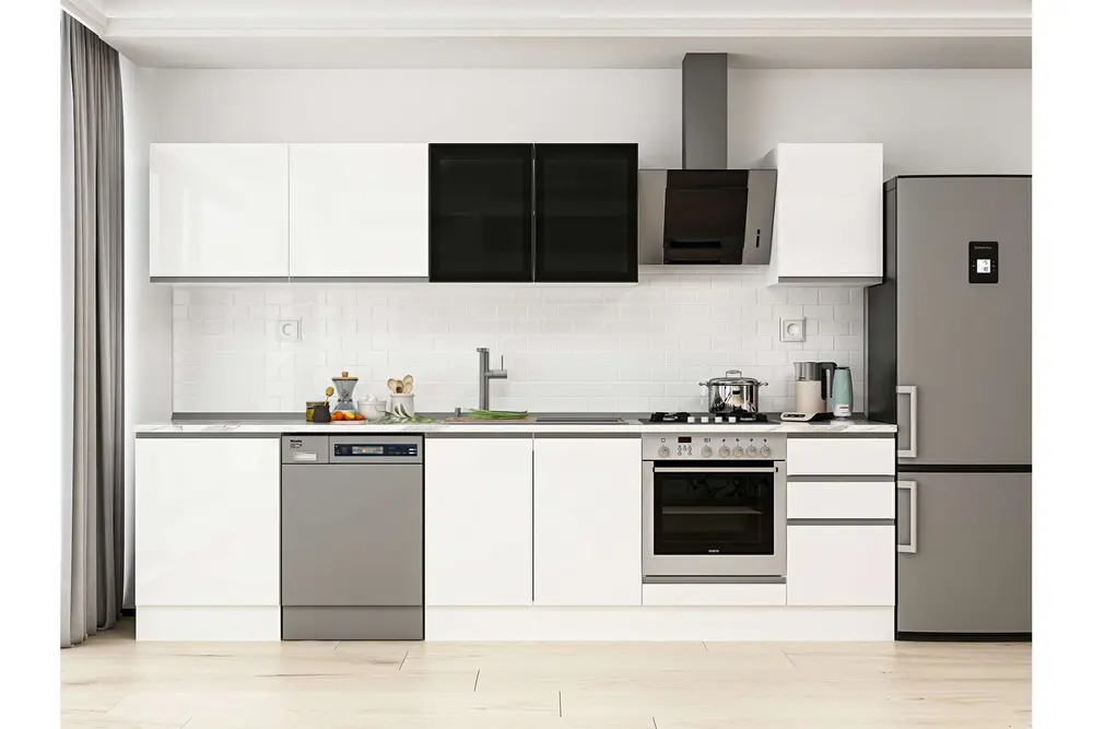 Alvinka 305X210 Cm Mutfak Dolabı, M E80S60S45 3 Beyaz Suntalam