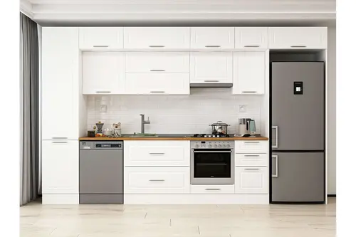Alvinka 385X240 Cm Klasik Mebran Mutfak Dolabı, Mbb E90B50S45 1 Mebran Beyaz Suntalam