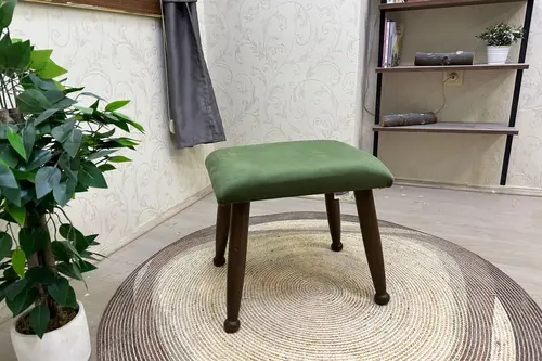 Trend Puf, Yeşil, Ceviz Ahşap Ayak