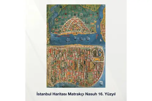 Miniaworks İstanbul Haritası Matrakçı Nasuh 16. Yüzyıl Kanvas Tablo 21X30