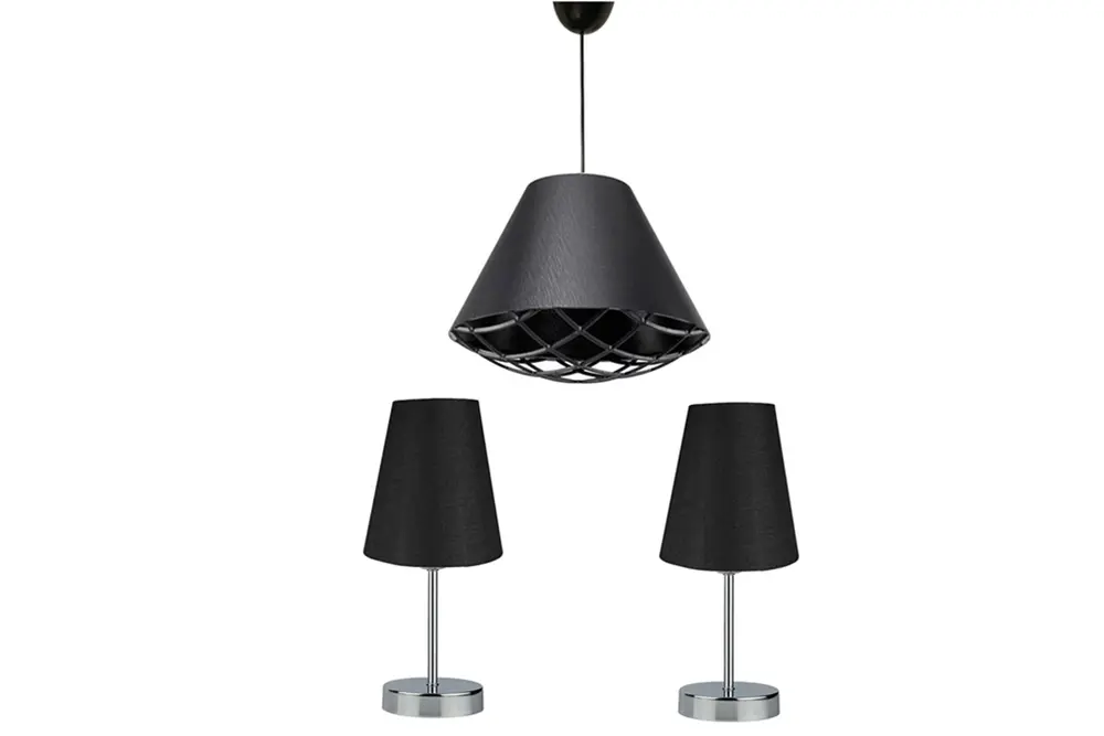 Evlight Black Avize Ve Abajur Seti (Siyah)