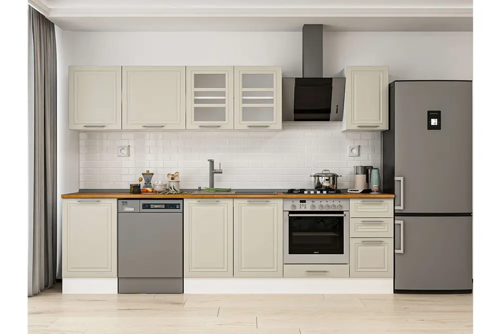 Alvinka 290X210 Cm Klasik Mebran Mutfak Dolabı, M E80S50S40 3 Mebran Kumtaşı Suntalam
