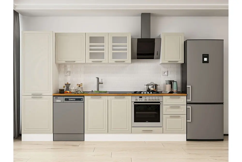 Alvinka 315X210 Cm Klasik Mebran Mutfak Dolabı, Mb E90B60S45 3 Mebran Kumtaşı Suntalam