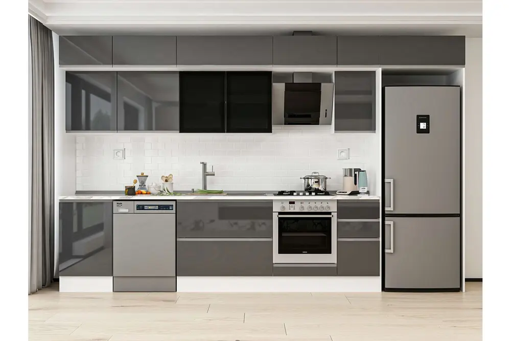 Alvinka 380X240 Cm Mutfak Dolabı, Mb E90S50S40 3 Antrasit Suntalam