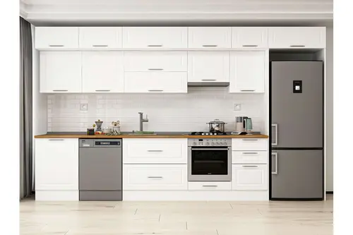 Alvinka 390X240 Cm Klasik Mebran Mutfak Dolabı, Mb E80S60S50 1 Mebran Beyaz Suntalam