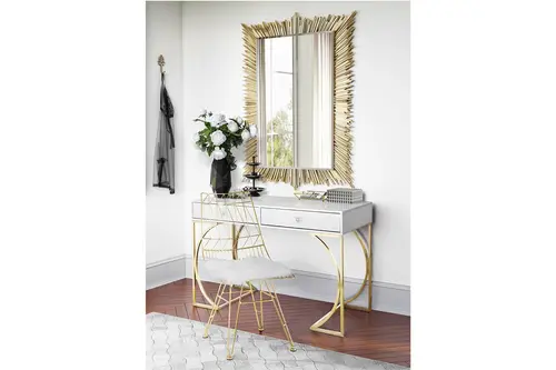 Madison Gold Metal Çalışma Masası, Beyaz