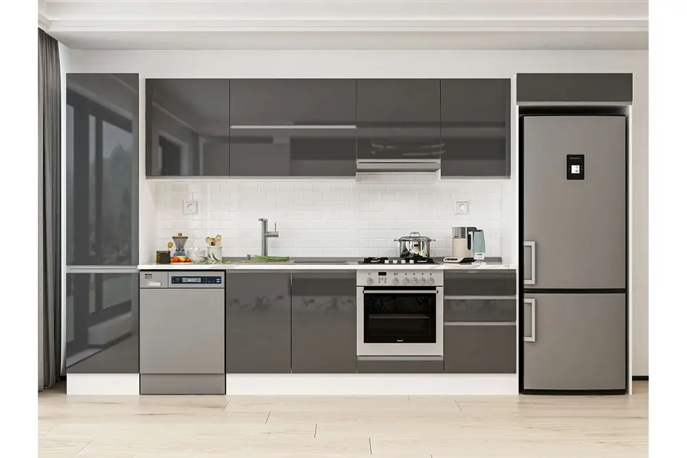 Alvinka 380X222 Cm Mutfak Dolabı, Mbb E80B50S50 1 Antrasit Suntalam