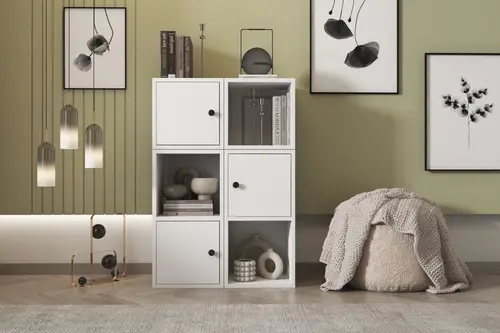 Leksa 3 Kapaklı Raflı Kitaplık 65 Cm Beyaz Ktp-1028-Ç