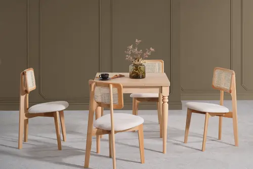 Natura Çizilmez Açılır Masa Takımı,Meşe 70X80
