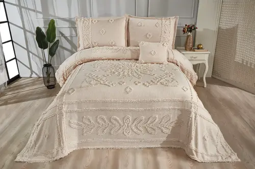 Çapa Home Angela Yatak Örtüsü, Çift Kişilik, Bej