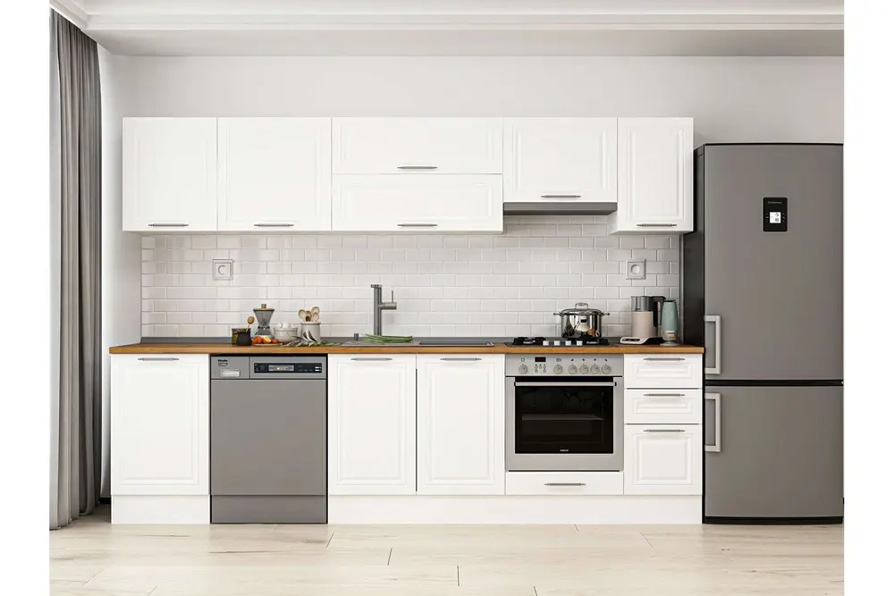 Alvinka 290X210 Cm Klasik Mebran Mutfak Dolabı, M E80S50S40 1 Mebran Beyaz Suntalam