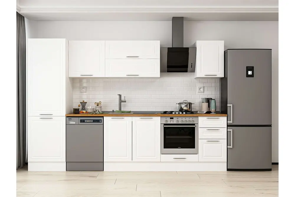 Alvinka 305X210 Cm Klasik Mebran Mutfak Dolabı, Mb E80B60S45 2 Mebran Beyaz Suntalam