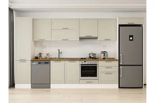 Alvinka 400X222 Cm Klasik Mebran Mutfak Dolabı, Mbb E90B50S60 1 Mebran Kumtaşı Suntalam