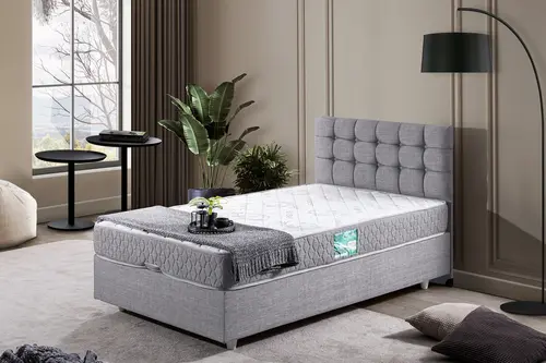 Venedik Baza Başlık Letto Yatak Seti, Açık Gri, 90X190