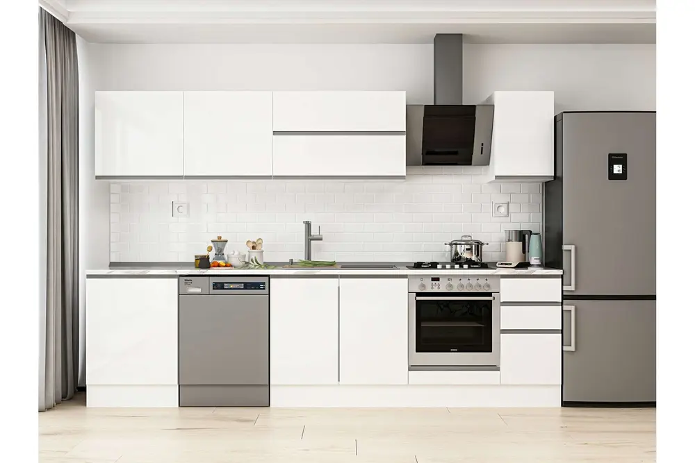 Alvinka 300X210 Cm Mutfak Dolabı, M E80S60S40 2 Beyaz Suntalam