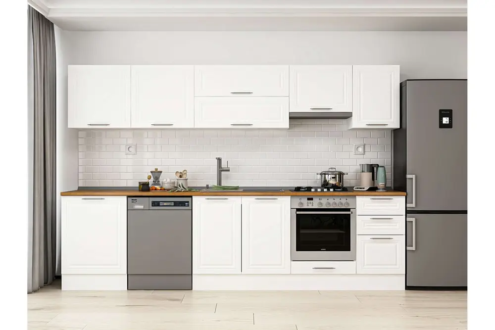 Alvinka 315X210 Cm Klasik Mebran Mutfak Dolabı, M E90S60S45 1 Mebran Beyaz Suntalam