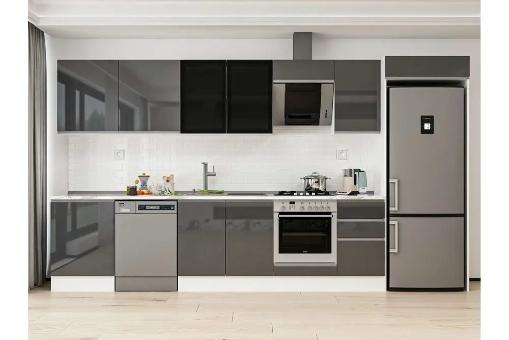 Alvinka 385X222 Cm Mutfak Dolabı, Mb E80S60S45 3 Antrasit Suntalam