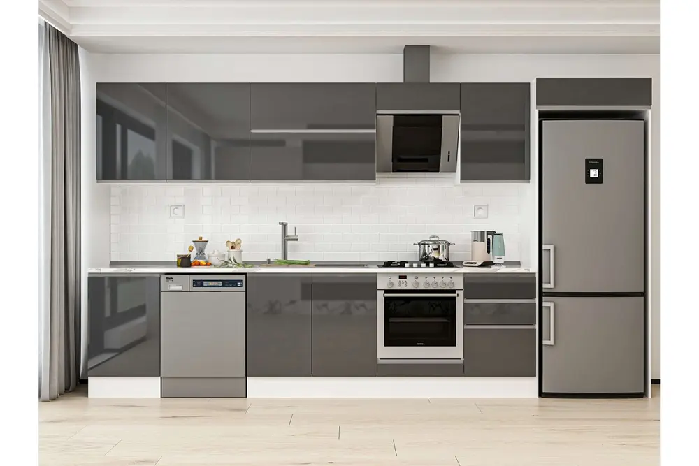 Alvinka 390X222 Cm Mutfak Dolabı, Mb E90S50S50 2 Antrasit Suntalam