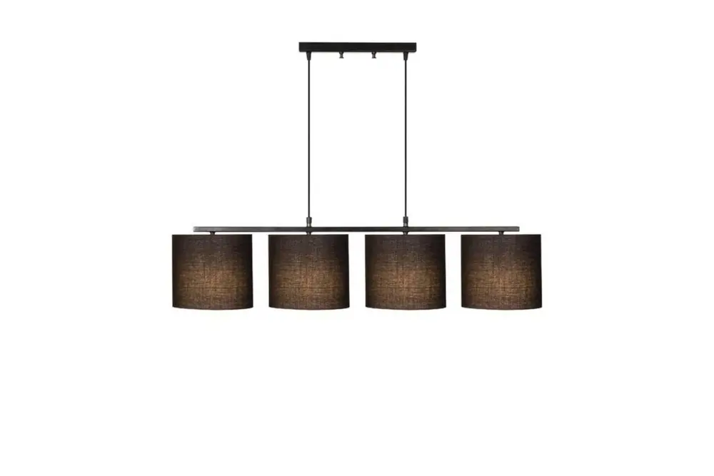 Elif Sıralı Kumaş Başlıklı Dörtlü Siyah Avize