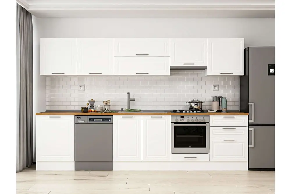 Alvinka 330X210 Cm Klasik Mebran Mutfak Dolabı, M E90S60S60 1 Mebran Beyaz Suntalam