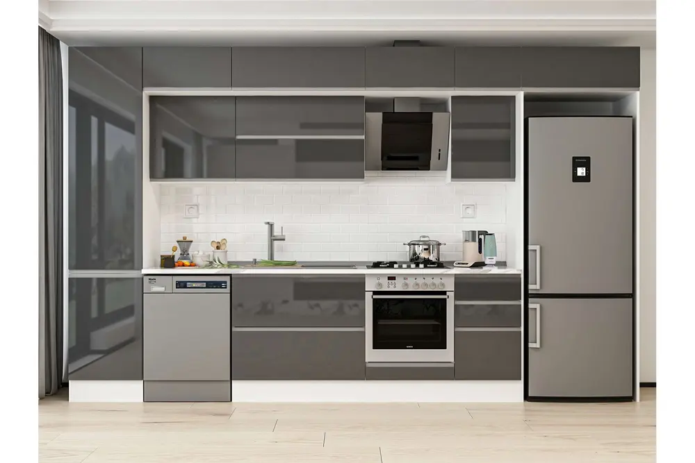 Alvinka 375X240 Cm Mutfak Dolabı, Mbb E80B50S45 2 Antrasit Suntalam