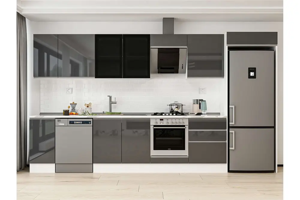Alvinka 390X222 Cm Mutfak Dolabı, Mb E90S40S60 3 Antrasit Suntalam